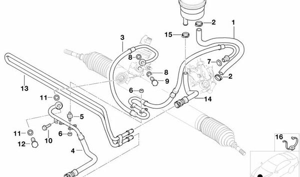 Tubo de presión para BMW E46 (OEM 32416777273). Original BMW