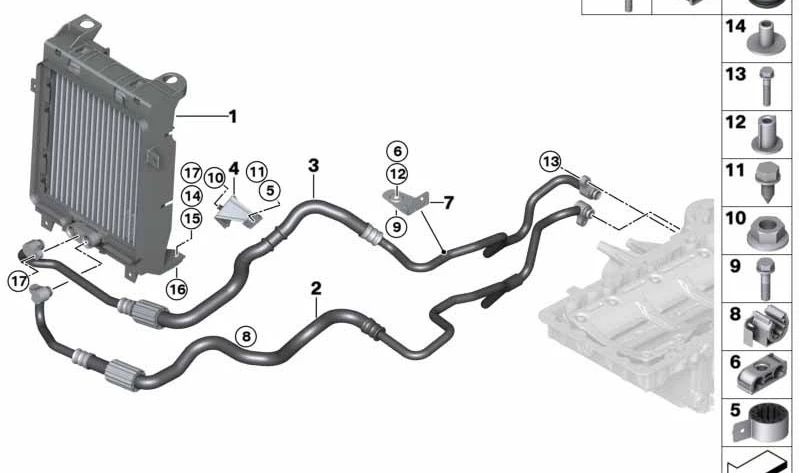 Radiador de aceite OEM 17217645693 para BMW F85, F86. Original BMW.