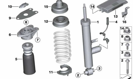 Absorbeur à amortisseur arrière OEM 37126865569 pour BMW F33, F83, F30, F31, F34, G20. BMW d'origine.