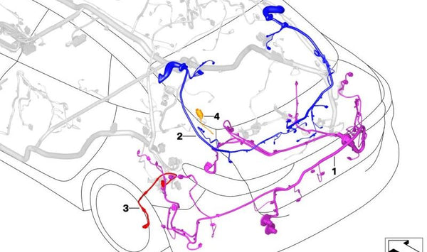 Conjunto de cables de reparación trasero para BMW Serie 2 F44 (OEM 61115A07A48). Original BMW