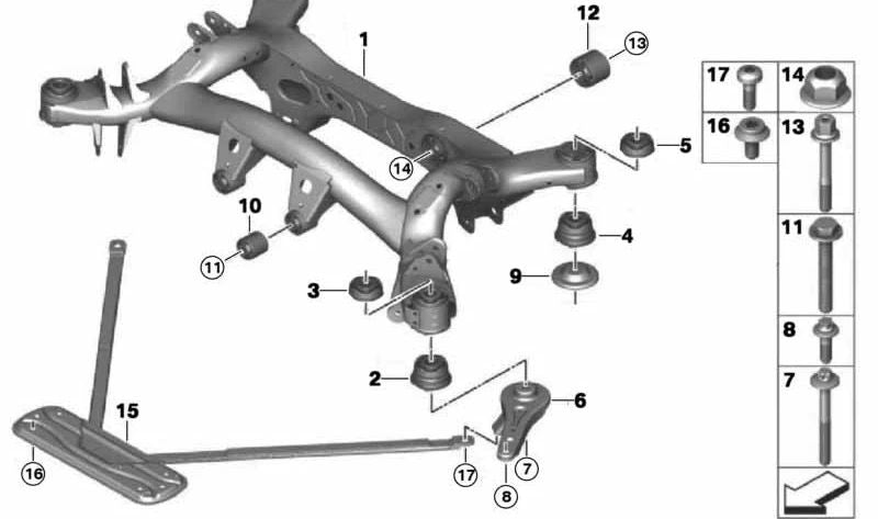 Brazo de suspensión trasero izquierdo OEM 33326793651 para BMW F20, F21, F22, F23, F30, F31, F32, F33, F34, F36. Original BMW