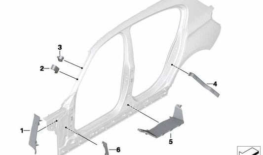 Forma B-Pilar interior derecho para BMW F20, F20N (OEM 41007248642). Original BMW