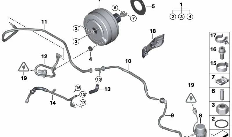 Tubo de vacío OEM 11617838381 para BMW E90, E92, E93. Original BMW.