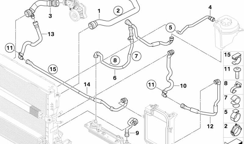 Manguera de refrigerante para BMW X5 E70, X6 E71 (OEM 17127794157). Original BMW