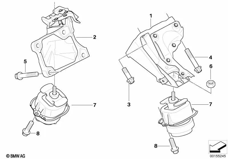 Soporte de motor derecho para BMW E70 (OEM 22116776136). Original BMW.