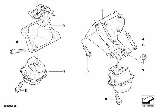 Right engine mount for BMW E70 (OEM 22116776136). Genuine BMW.