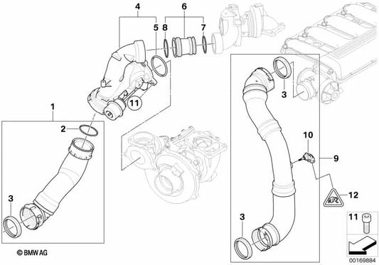 Conducto de Carga del Turbo para BMW E60, E61 (OEM 11617797698). Original BMW