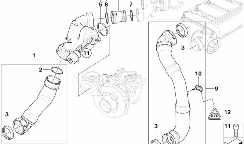 Manguera de aire de admisión OEM 11617799402 para BMW Serie 5 (E60, E61). Original BMW