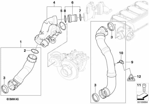 Conducto de Carga del Turbo para BMW E60, E61 (OEM 11617797698). Original BMW