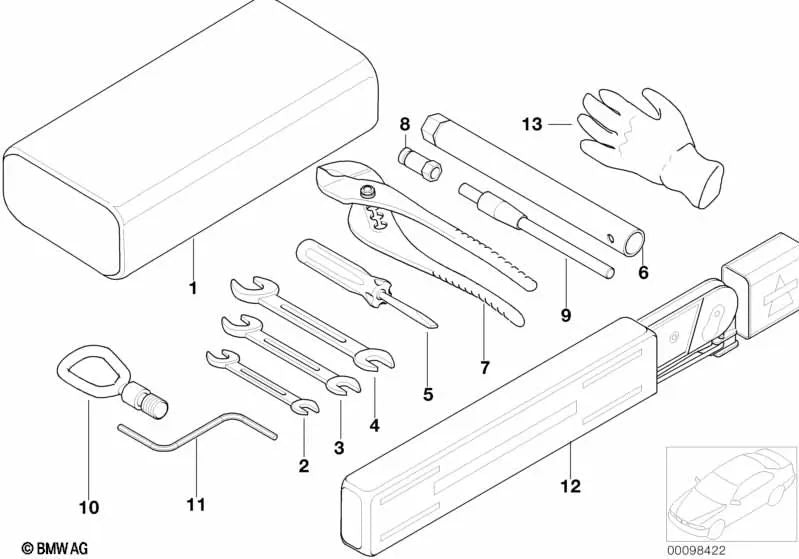 Manivela de Emergencia para BMW E36, E46 Serie 3 y Z8 E52 (OEM 67618370817). Original BMW.