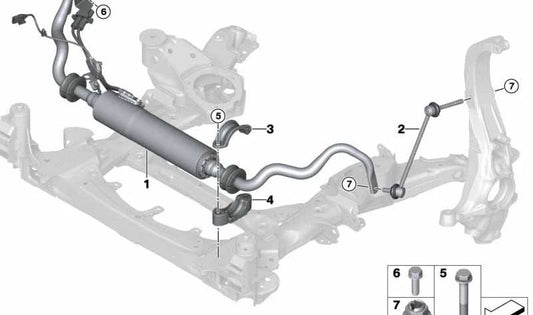 Aktiver Stabilisator vorne für BMW F95, G05, F96, G06, G07 (OEM 37106899790). Original BMW