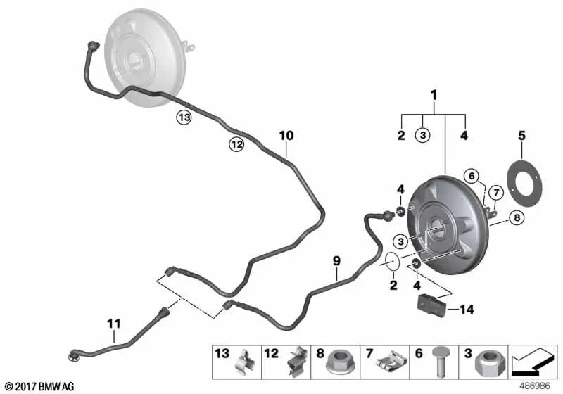 Servo de freno para BMW Serie 2 F45, F45N X1 F48N (OEM 34336873438). Original BMW