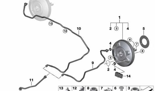 Servofreno OEM 34336873430 para BMW F45, F46. Original BMW.