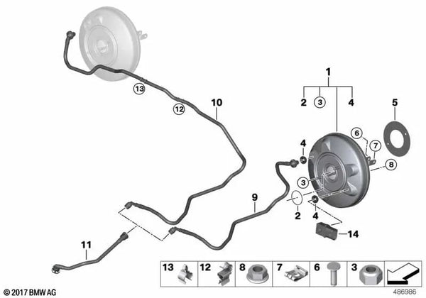 Servo de freno para BMW Serie 2 F45, F45N X1 F48N (OEM 34336873438). Original BMW