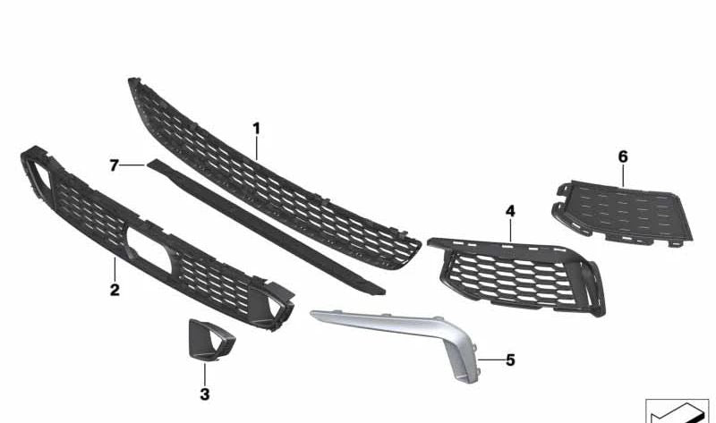 Rejilla de entrada de aire abierta derecha para BMW Serie 6 G32 (OEM 51118069710). Original BMW