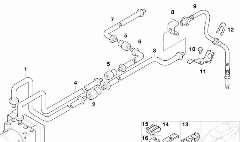 Soporte para latiguillo de freno OEM 34326855500 para BMW E81, E82, E87, E88, F20, F21, F22, F23, F87, E30, E36, E46, E90, E91, E92, E93, F30, F31, F34, F80, G20, G21, F32, F33, F36, F82, F83, E34, E39, E61, F07, F10, F11, F90, G30, G31, F06, F12, F1