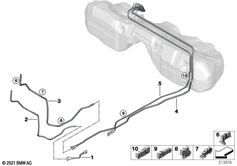 Filtro de línea de suministro de combustible para BMW G42, G20, G21, G28, G22, G23, G26 (OEM 16127458378). Original BMW