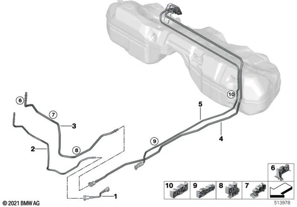 Filtro de línea de suministro de combustible para BMW G42, G20, G21, G28, G22, G23, G26 (OEM 16127458378). Original BMW