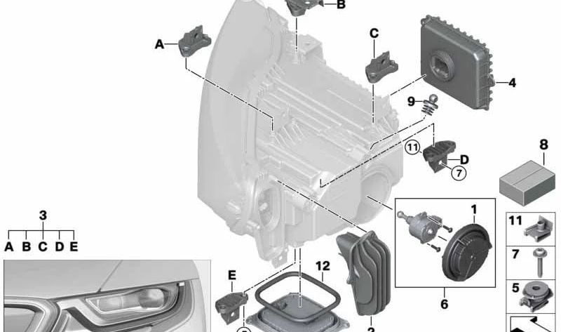 Radiador derecho para BMW I12, I15 (OEM 63117396336). Original BMW.