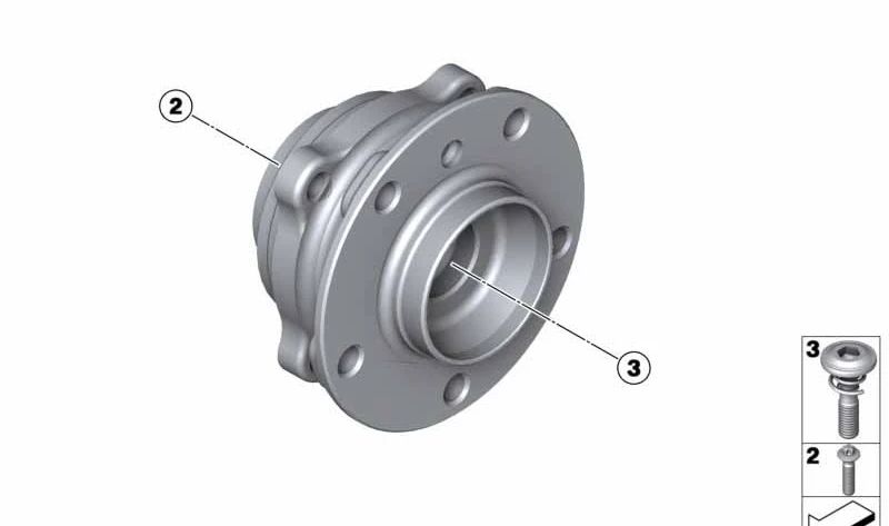 Buje de rueda con rodamiento trasero para BMW F10, F06, F12, F13 (OEM 33412284149). Original BMW