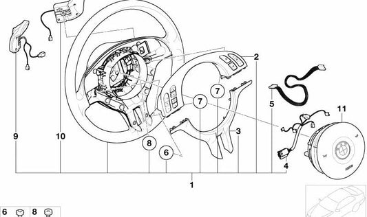 Tapa embellecedora de volante OEM 32306756941 para BMW Serie 3 (E46). Original BMW