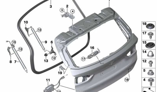 Amortiguador de capó derecho OEM 51247412408 para BMW F48, F49. Original BMW