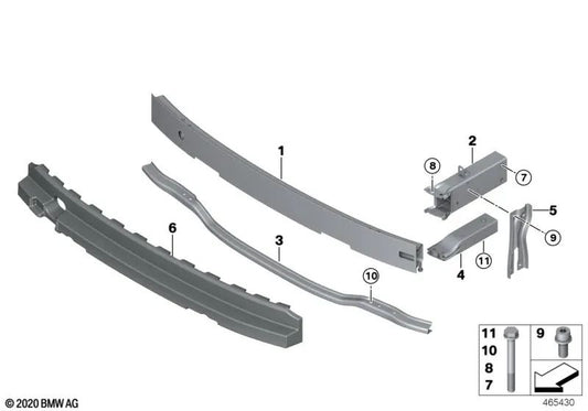 Barra delantera derecha inferior para BMW I01, I01N (OEM 51647374810). Original BMW.