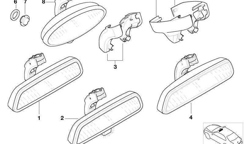 Base interno Regovisor OM 51161954117 per BMW E30, E36, E46, E90, E91, E92, E93, E34, E39, E63, E64, E32, E38, E65, E66, E83, E53, Z1, Z3, E85, E89, E89, E89 , E89, E89, E89, E89, E89, E89, E89, E89, E89, E89 E52. BMW originale.