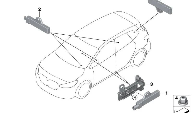 Soporte de antena con acceso confort OEM 65205A1CDC2 para BMW Serie 1 (U06). Original BMW.