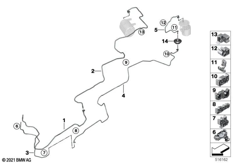 Tubería de combustible para BMW X5 G05 (OEM 16127439955). Original BMW.