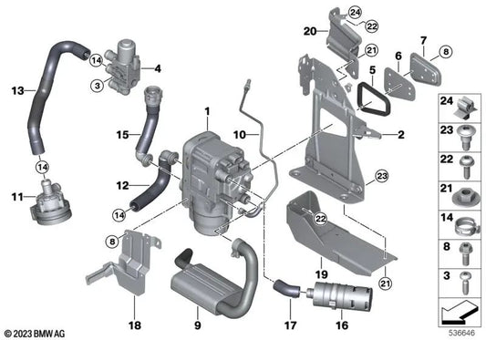 Silenciador para BMW Serie 5 G60, Serie 7 G70 (OEM 64125A15AB5). Original BMW