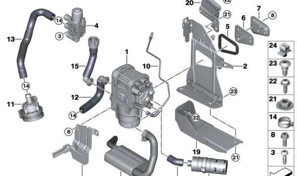 Manguera de refrigerante para BMW G26, G60, G61, G70, G45 (OEM 64125A15348). Original BMW