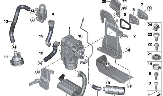 Soporte calefacción estacionaria para BMW Serie 5 G60, G61 Serie 7 G70 (OEM 64219873915). Original BMW