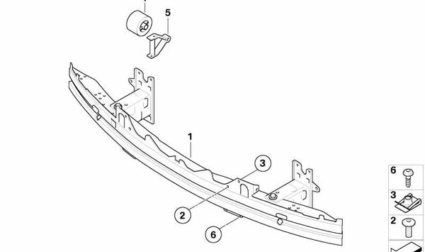 Soporte paragolpes delantero OEM 51117135522 para BMW E65, E66. Original BMW.