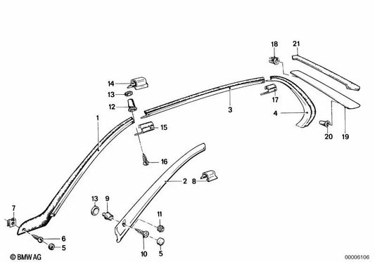 Left gutter moulding for various BMW models/series (OEM 51131871617). Original BMW.