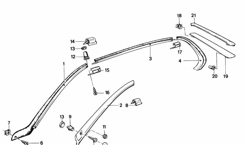 OEM 51131848795 fofocas do teto esquerdo para BMW E23. BMW original.