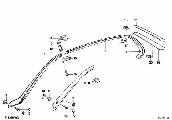 Moldura canalón izquierdo para varios modelos/series de BMW (OEM 51131871617). Original BMW.