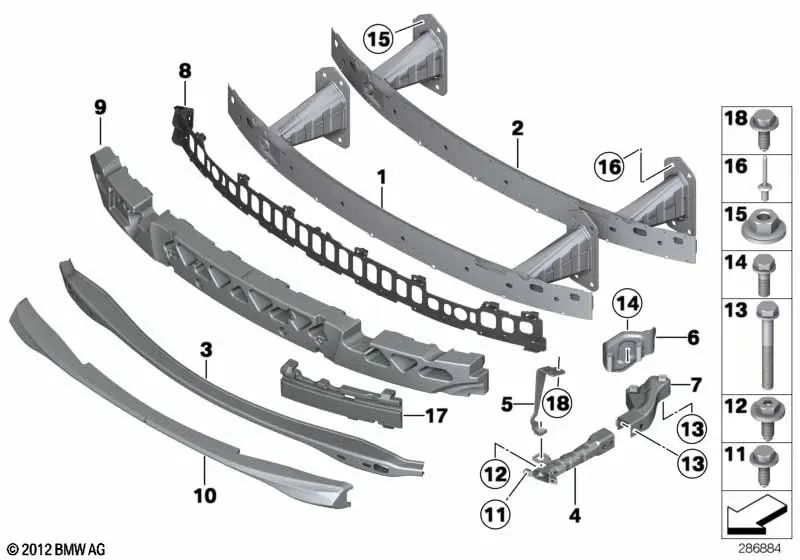 Absorbedor de impactos delantero derecho para BMW E81, E87, E87N (OEM 51117906808). Original BMW