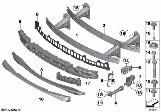 Absorbedor de impactos delantero derecho para BMW E81, E87, E87N (OEM 51117906808). Original BMW