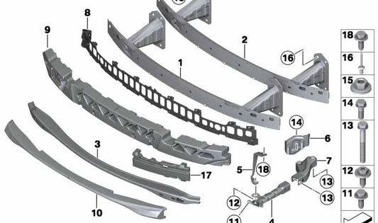 Barra vertical derecha para BMW E82, E88 (OEM 51118055748). Original BMW