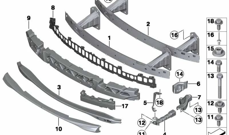 Soporte vertical izquierdo OEM 51117301321 para BMW Serie 1 (E82, E88). Original BMW.