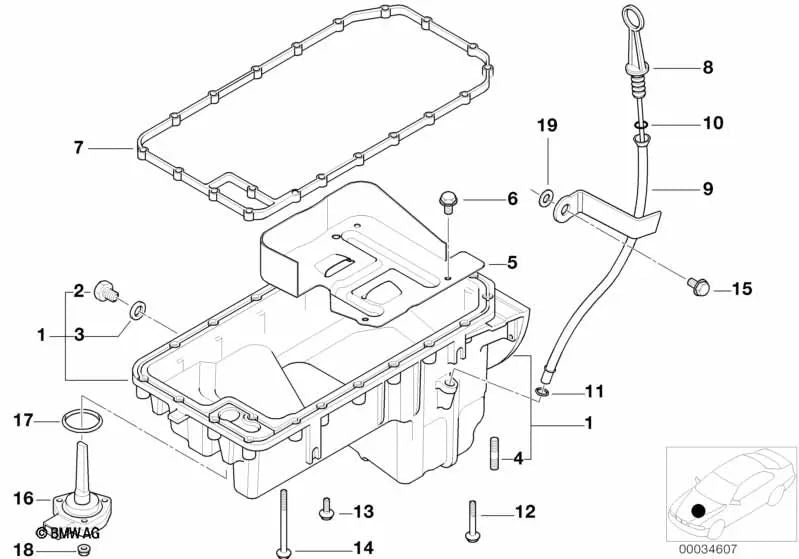 Tubo de guía para BMW Serie 3 E36, E46 (OEM 11431432748). Original BMW