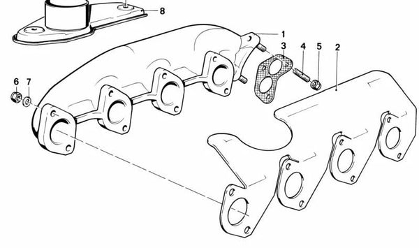 Colector de escape para BMW Serie 3 E30, Serie 5 E28 (OEM 11621277944). Original BMW