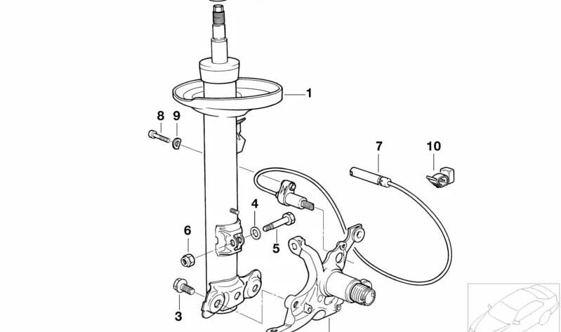 Amortiguador delantero derecho para BMW E36 (OEM 31312228008). Original BMW