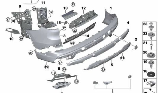 Diffusore posteriore inferiore OEM 51125A7E712 per BMW G05 (X5). BMW originale.