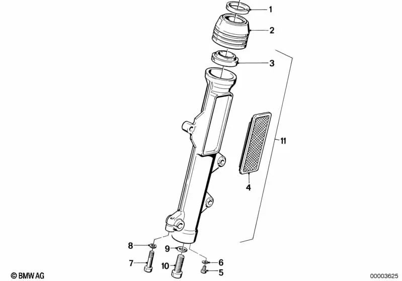 Gleitrohr silber links für BMW E46, F30, F80 (OEM 31421241663). Original BMW