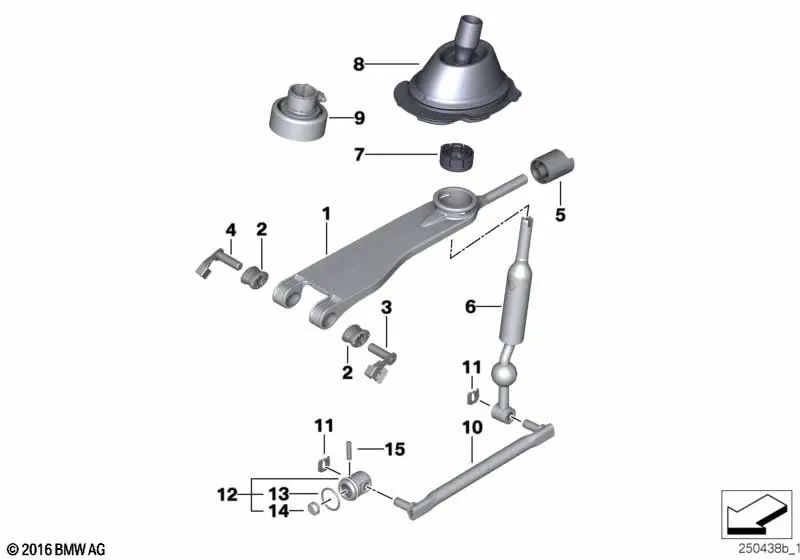 Palanca de cambio para BMW Serie 1 E81, E82, E87, E87N, E88 Serie 3 E90, E90N, E91, E91N, E92, E92N, E93, E93N X1 E84 (OEM 25117551263). Original BMW