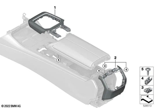 Coperchio di console centrale posteriore per la serie BMW 7 G70 (OEM 51165A2C0B6). BMW originale.