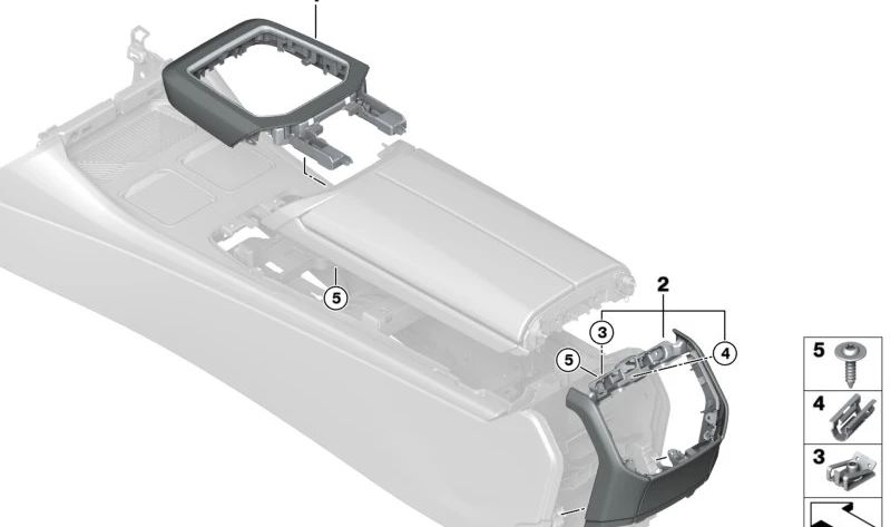 Embellecedor OEM 51166916378 para la consola central delantera en BMW G70. Original BMW.