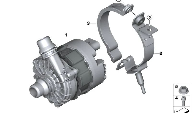 Bomba de refrigerante adicional OEM 11515A30246 para BMW G87, G20, G21, G80, G81, G26, G82, G83, G30, G31, G38, G11, G12, G01, G08, F97, F98, G05. BMW original.